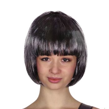 Bob Wig Costume Short Straight Fringe Cosplay Party Full Hair Womens Fancy Dress - Grey