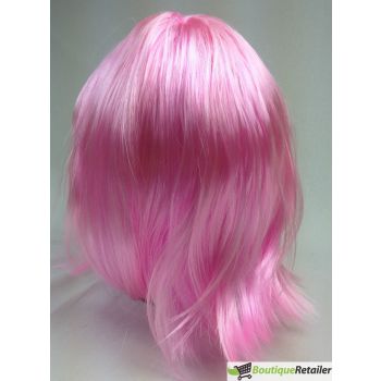 Bob Wig Costume Short Straight Fringe Cosplay Party Full Hair Womens Fancy Dress - Light Pink