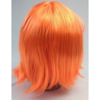 Bob Wig Costume Short Straight Fringe Cosplay Party Full Hair Womens Fancy Dress - Orange