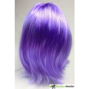 Bob Wig Costume Short Straight Fringe Cosplay Party Full Hair Womens Fancy Dress - Purple