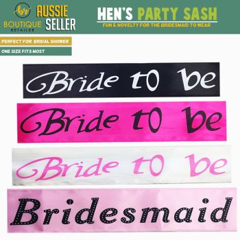 HEN'S NIGHT SASH Party Girls Wedding Bridesmaid Bridal Bride To Be Satin Sashes - Bridesmaid (Light Pink)