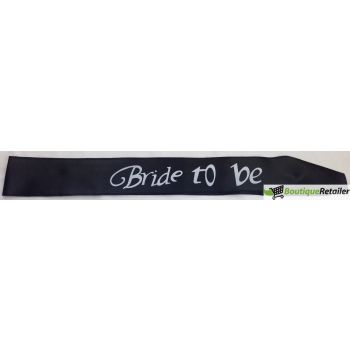 HEN'S NIGHT SASH Party Girls Wedding Bridesmaid Bridal Bride To Be Satin Sashes - Bride To Be (Black)