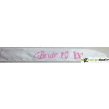 HEN'S NIGHT SASH Party Girls Wedding Bridesmaid Bridal Bride To Be Satin Sashes - Bride To Be (White)