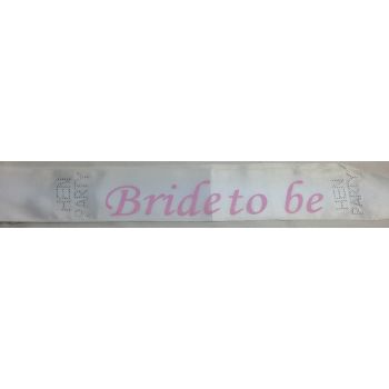 HEN'S NIGHT SASH Party Girls Wedding Bridesmaid Bridal Bride To Be Satin Sashes - Bride To Be (White 2)