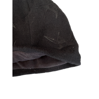 Thermal Insulated Fine Ski Knit Heat Print Beanie Hat Warm Winter Cap - Black - One Size
