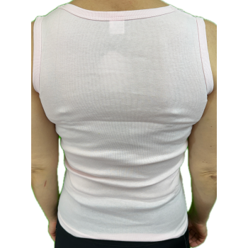 Ladies Sleeveless Singlet Top Womens Summer Basic Tank Shirt Lace Motif Front - Pink - 14-16