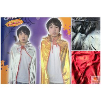 KIDS METALLIC CAPE with Collar Costume Childrens Party Halloween Jacket Vampire - Orange