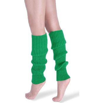 Pair of Womens Leg Warmers Disco Winter Knit Dance Party Crochet Legging Socks Costume - Green