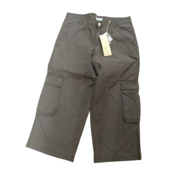 Mens 3/4 CARGO SHORTS Long Pants 100% COTTON Army Military Combat Summer - Brown - Small (30"")
