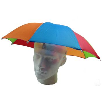 2x RAINBOW UMBRELLA HAT Rain Beach Sun Rain Cap Costume Camping Fishing Hunting