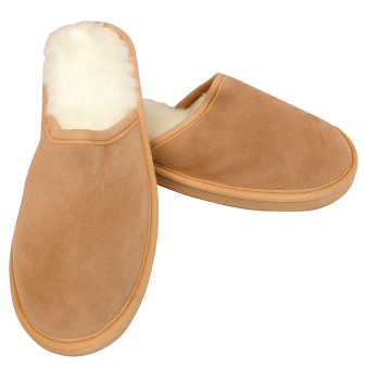 Sheepskin Wool Mens Slippers Scuffs Slip On Winter Ugg Slippers in Chestnut - 7