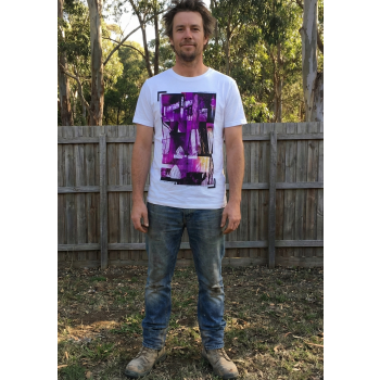 100% Cotton T-Shirt with Print Design Slim Fit Basic Tee Top in White - S