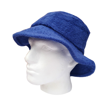 100% Cotton Terry Towelling Bucket Hat Daggy Fishing Camping Lad Cap in Blue - Large