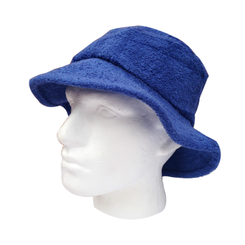 100% Cotton Terry Towelling Bucket Hat Daggy Fishing Camping Lad Cap in Blue - Small