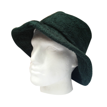 100% Cotton Terry Towelling Bucket Hat Daggy Fishing Camping Lad Cap in Bottle Green - Large