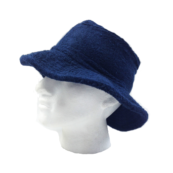 100% Cotton Terry Towelling Bucket Hat Daggy Fishing Camping Lad Cap in Navy Blue - X-Large