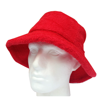 100% Cotton Terry Towelling Bucket Hat Daggy Fishing Camping Lad Cap in Red - XX-Large