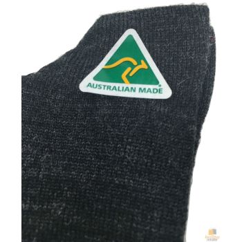 AUSTRALIAN MADE Wool Loose Top Socks Wide Top Comfort High Quality Tough Toe - Charcoal - 6-10