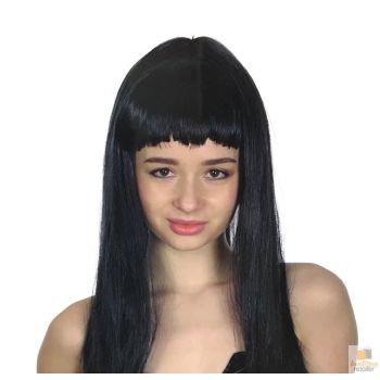 LONG WIG Straight Party Hair Costume Fringe Cosplay Fancy Dress 70cm Womens - Black (22450)