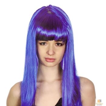 LONG WIG Straight Party Hair Costume Fringe Cosplay Fancy Dress 70cm Womens - Blue (22458)