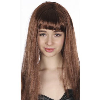 LONG WIG Straight Party Hair Costume Fringe Cosplay Fancy Dress 70cm Womens - Brown (22465)