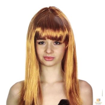 LONG WIG Straight Party Hair Costume Fringe Cosplay Fancy Dress 70cm Womens - Golden Brown (22463)