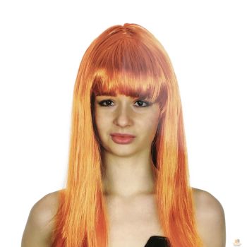 LONG WIG Straight Party Hair Costume Fringe Cosplay Fancy Dress 70cm Womens - Orange (22462)