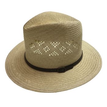 Natural STRAW PANAMA HAT FEDORA Summer Trilby Sun Summer Cap BR108 - 58cm