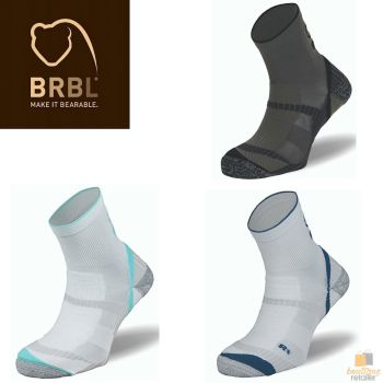 BRBL Atlas Socks Hiking Trekking Trail Run Outdoor Camping MADE IN ITALY Crew - White/Aqua - S