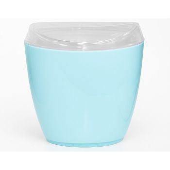 4x Oval Swing Top Waste Rubbish Bin Acrylic Lightweight Compact Bathroom Office in Blue