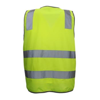 Hi Vis Safety Vest Reflective Tape Zip Up Workwear Pocket High Visibility in Yellow - XXL
