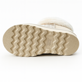 Womens Australian Sheepskin Wool Fur Mini UGG Ankle Boots in Gold Sand - 6