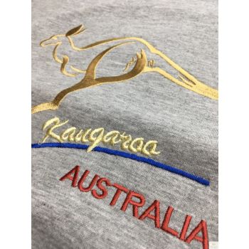 Adult Australian Kangaroo T Shirt Australia Day 100% Cotton Souvenir Tee Top - Grey - XL