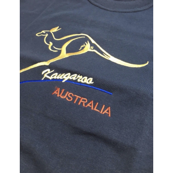 Adult Australian Kangaroo T Shirt Australia Day 100% Cotton Souvenir Tee Top - Navy - XL
