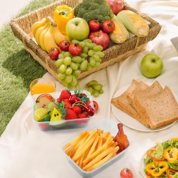 96pcs 2000ml Reusable Food Containers Plastic Meal Prep Storage w/ Lids - BPA Free (246*157*67mm)