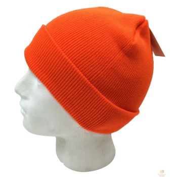 PLAIN FLURO BEANIE Hi Vis Unisex Winter Warm Hat Ski Party Costume Cap Knit - Fluro Orange