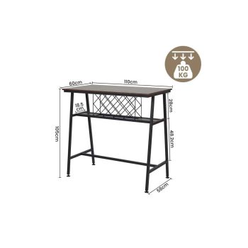 Viviendo Dining Table, Bar Table with Wine Storage Rack - Industrial Style