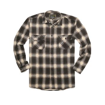 Mens Flannelette Long Sleeve Shirt 100% Cotton Check Authentic Flannel - Full Placket - Black - 6XL