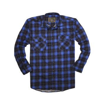 Mens 100% Cotton Flannelette Shirt Long Sleeve Check Authentic Flannel - Blue - XXL
