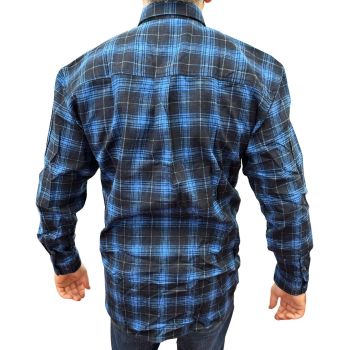 Mens Flannelette Long Sleeve Pullover Shirt 100% Cotton Flannel - Half Placket - Blue - 8XL