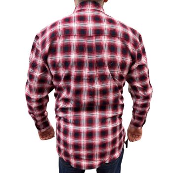 Mens Flannelette Long Sleeve Pullover Shirt 100% Cotton Flannel - Half Placket - Red/Black - 7XL