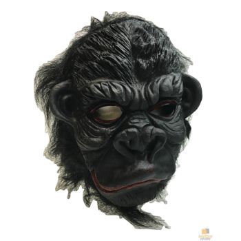 Gorilla Mask Monkey Costume Halloween Animal Ape Chimp with Hair Accessory Latex