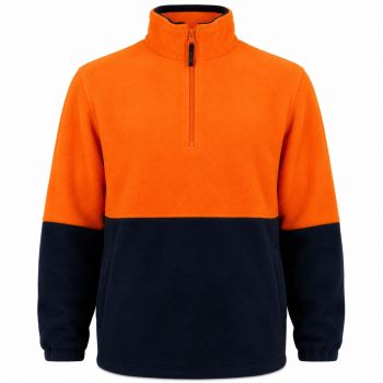 Hi Vis Polar Fleece Jumper Half Zip Safety Workwear Jacket Unisex - Orange