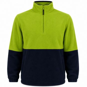 Hi Vis Polar Fleece Jumper Half Zip Safety Workwear Jacket Unisex - Yellow