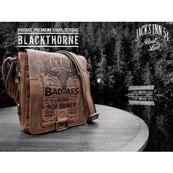 Jack's Inn Premium Blackthorne Crazy Horse Leather Crossbody Bag Vintage in Cognac