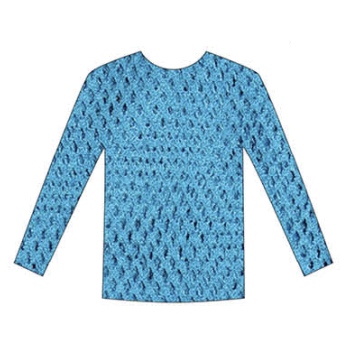 LONG SLEEVE FISHNET TOP Blouse T Shirt Tee Costume Party See Through - Blue