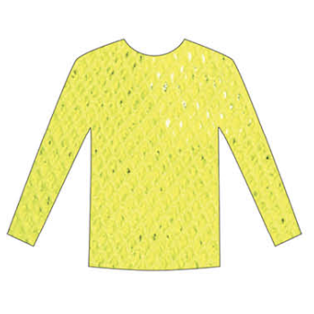 LONG SLEEVE FISHNET TOP Blouse T Shirt Tee Costume Party See Through - Fluro Yellow