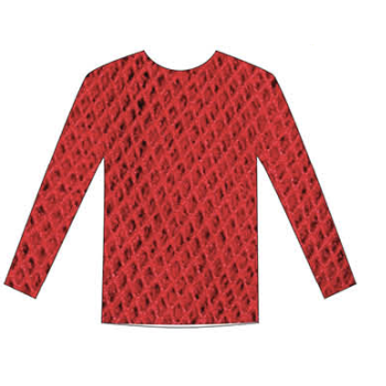 LONG SLEEVE FISHNET TOP Blouse T Shirt Tee Costume Party See Through - Red