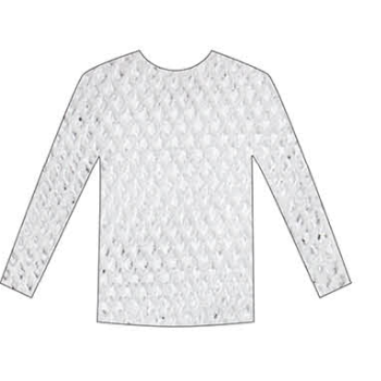 LONG SLEEVE FISHNET TOP Blouse T Shirt Tee Costume Party See Through - White