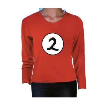 Dr. Seuss Kids Cat In The Hat Thing 2 Long Sleeve Red Top Party Costume Book Week - L (10-12 Years Old)